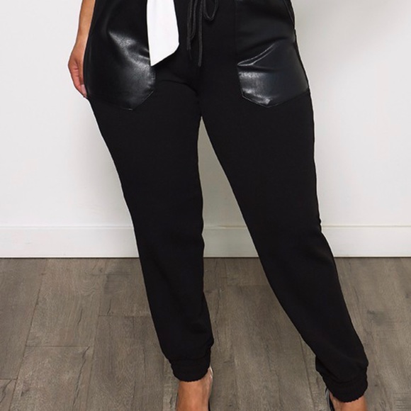 #36 Faux Leather Pocket Joggers - Picture 2 of 4